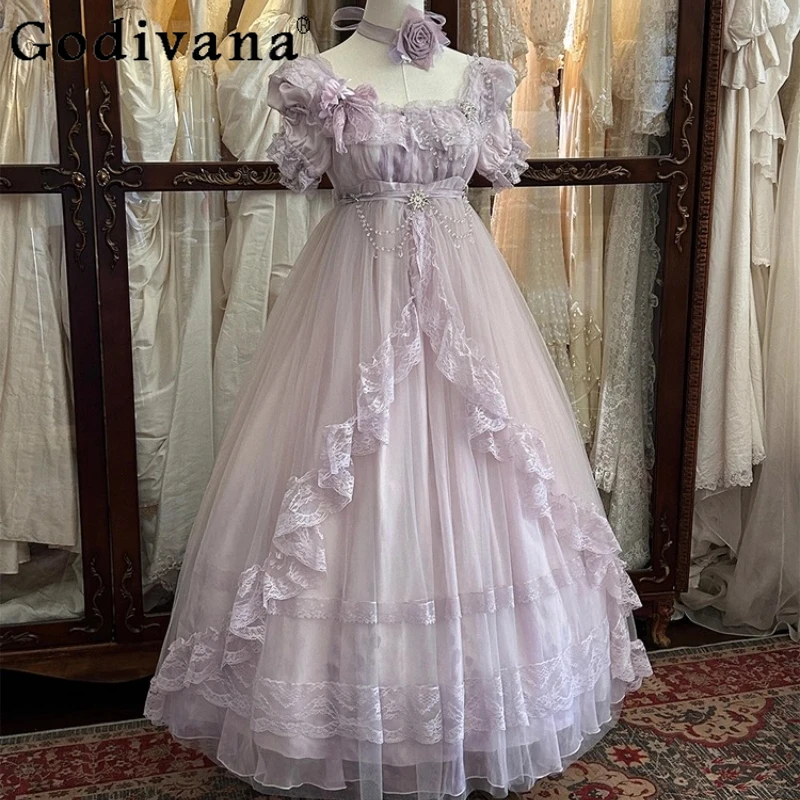 

High End Purple Lolita Dress for Girl Princess Birthday Grown Up Ceremony Dress Women's Summer Evening Gown Party Dress