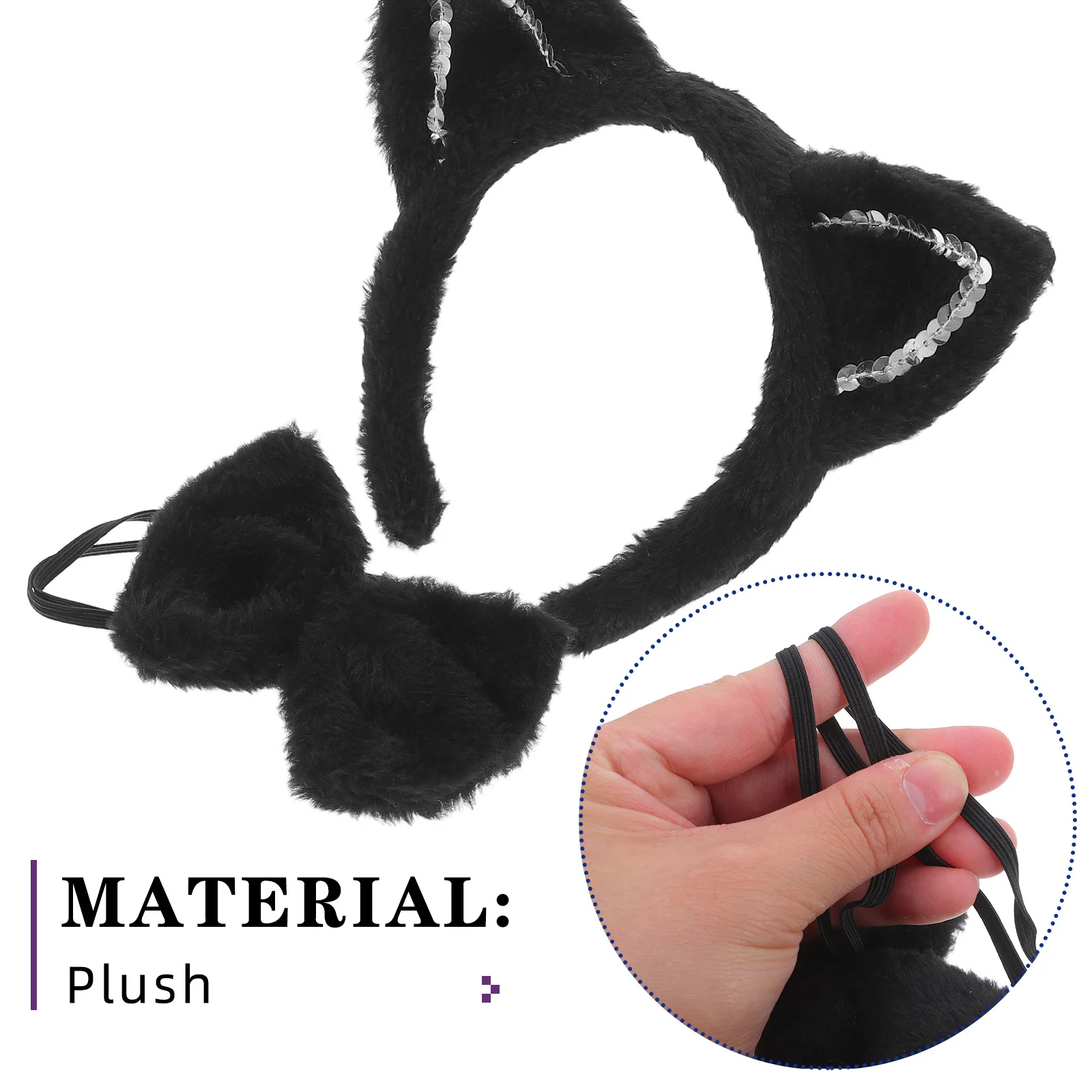 1 set Kat Oren Hoofdband Staart Vlinderdas Set Zacht Halloween Cosplay Party Accessoire Voor Kinderen Volwassenen Harig Kostuum Kit