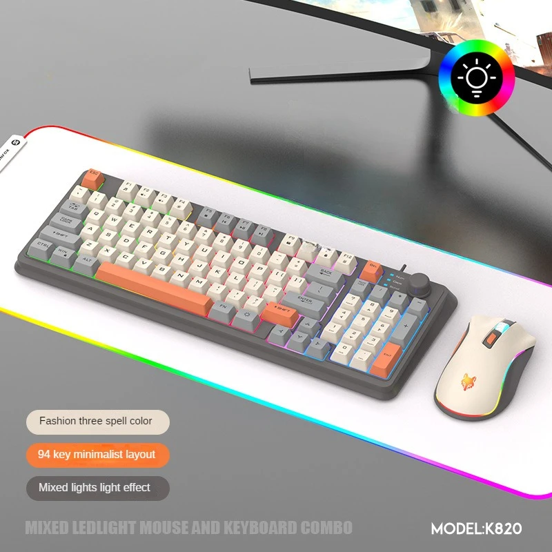 Imagem -02 - Wired Keyboard And Mouse Grupo Sentimento Mecânico Knob Gaming Office Desktop pc Laptop Gamer Hot K820