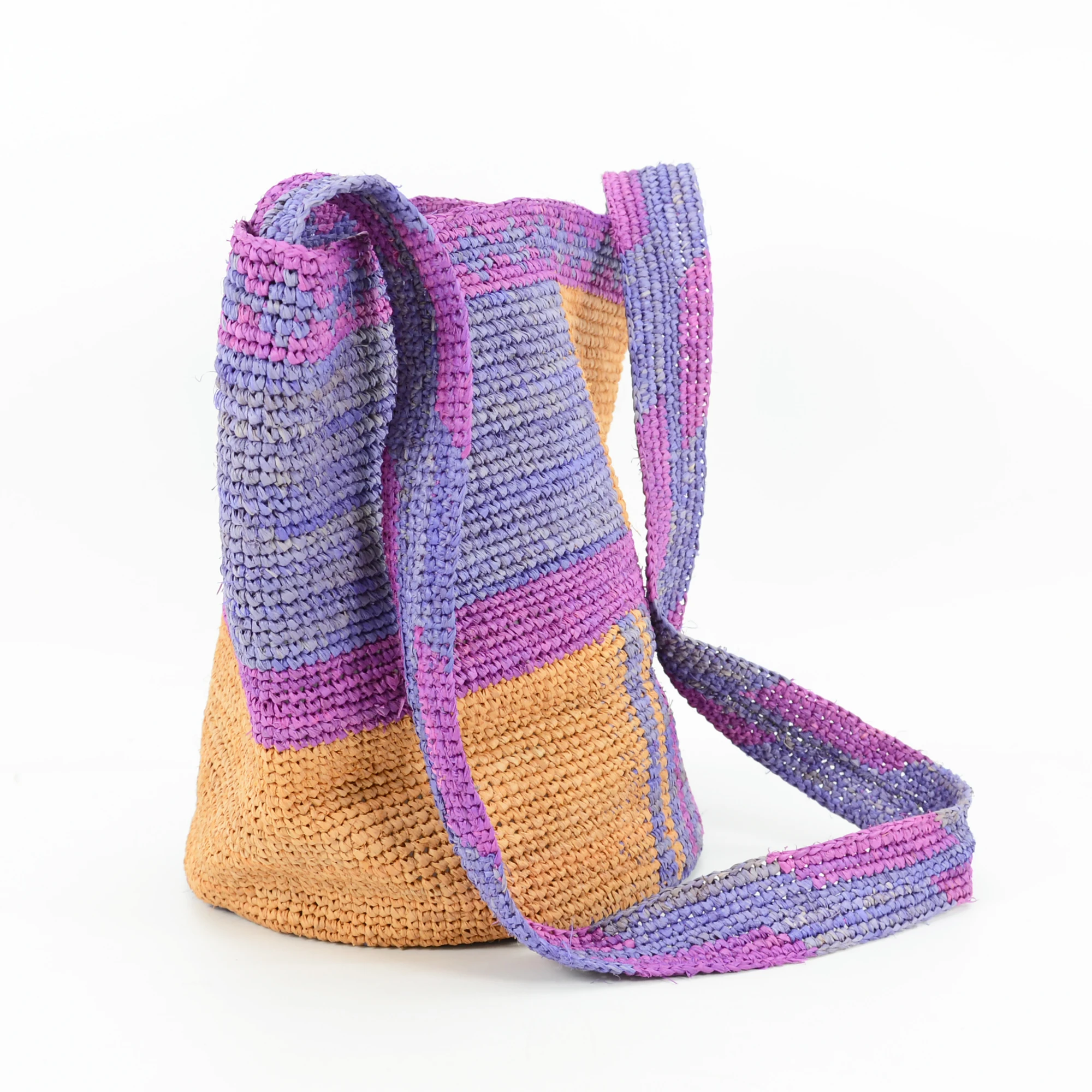 Colorful Striped Raffia Cross Body Bag