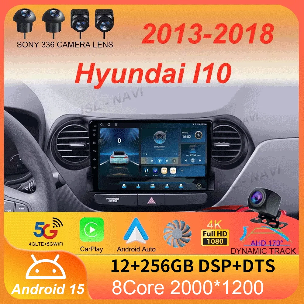 Car Radio Android15 Carplay Auto Multimedia Player For Hyundai I10 2013 - 2018LHD Navigation Autoradio GPS Stereo 2din Head Unit