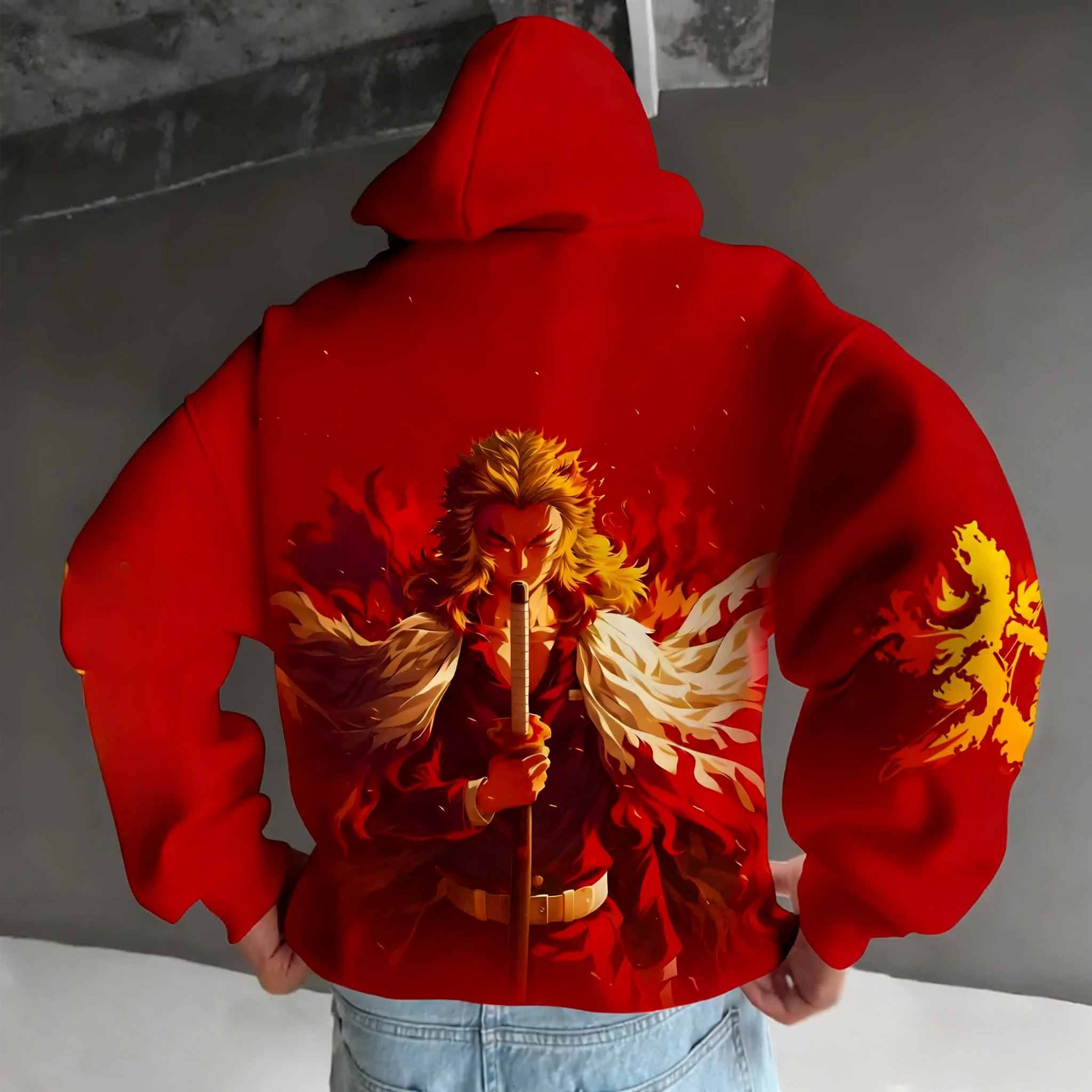 Demon Slayer Anime Peripheral Printed Hoodies for Autumn and Winter, Loose Cotton Fashionable Sweatshirts for Men and Women