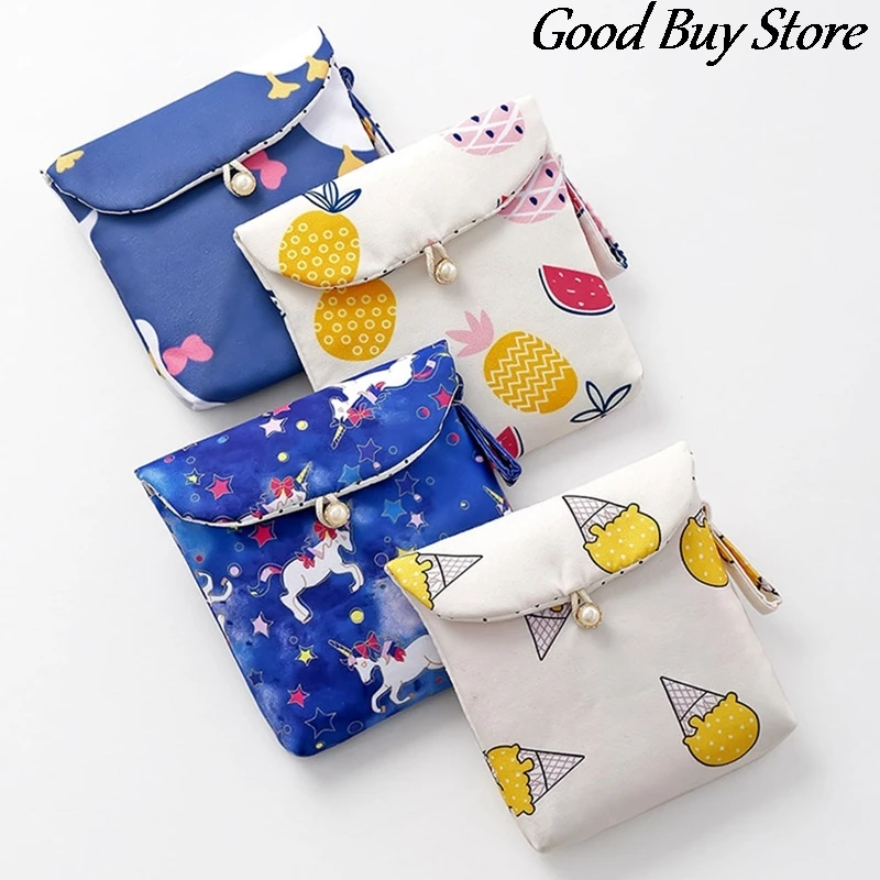 Women Sanitary Napkin Tampon Storage Bag Makeup Purse Cute Cartoon Small Wallet Money Bags Mini Clutches Pouch Organizers 2022