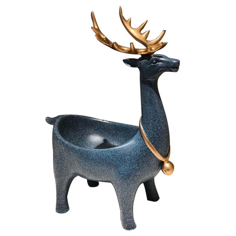 1 قطعة حاوية تخزين قرن الوعل الرخام دائم الراتنج الزخرفية زخرفة حامل سطح المكتب للسلع الصغيرة والمجوهرات