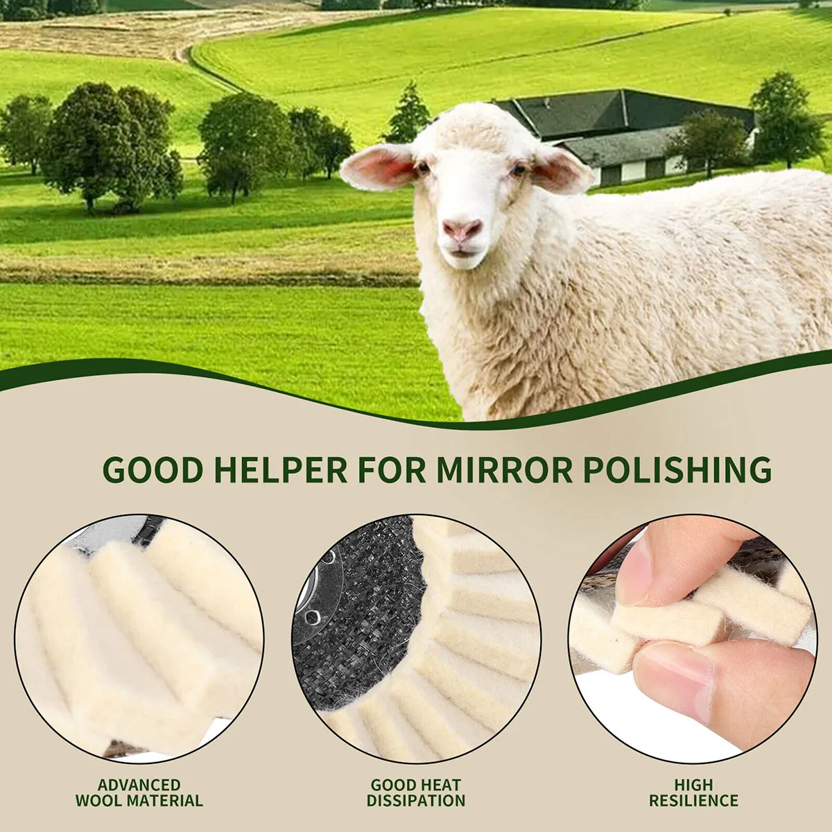 Rueda de pulido de 1x5 pulgadas, disco de fieltro de lana de 125mm, almohadilla para pulir, amoladora angular, almohadillas pulidoras redondas, pulido de encerado de Metal