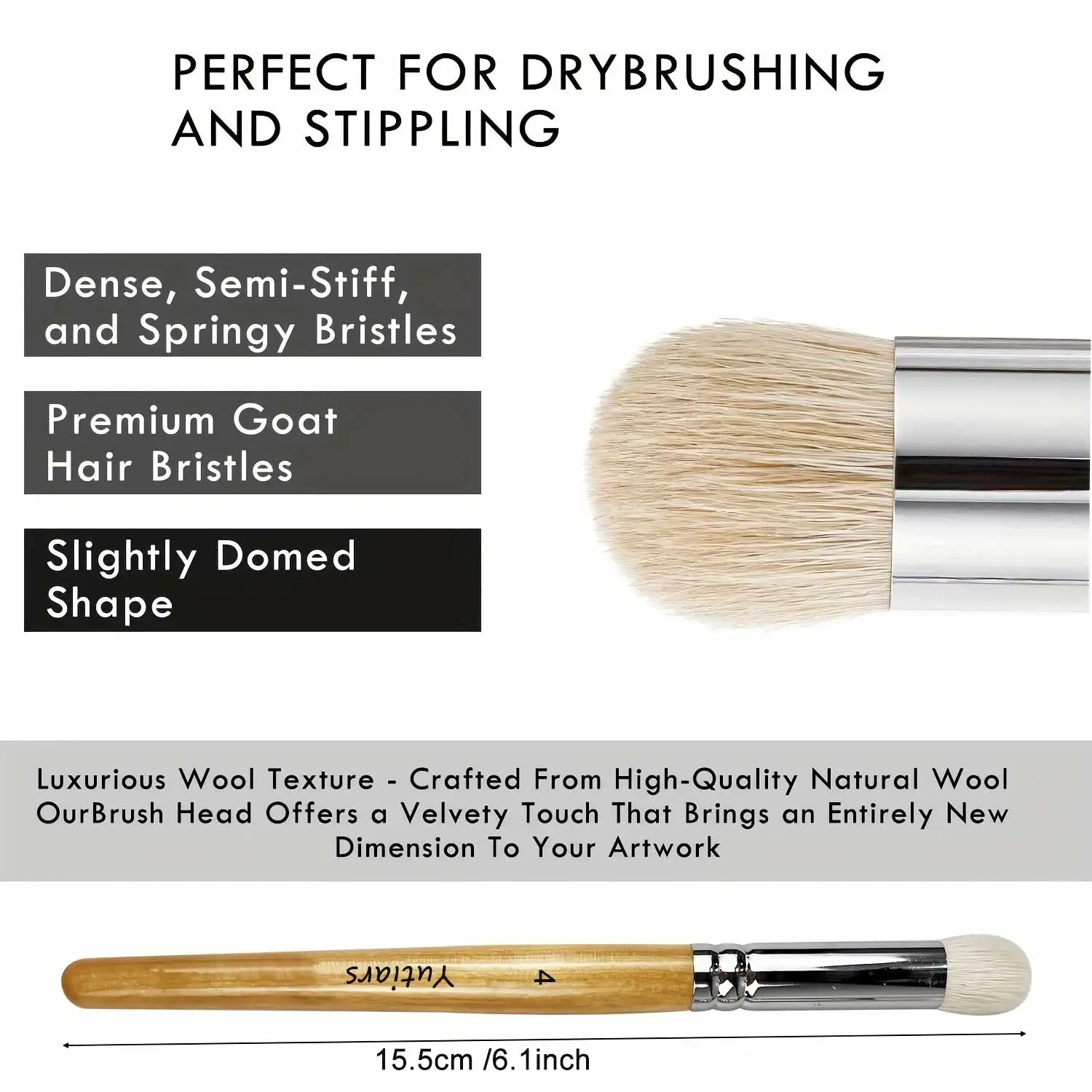 Miniature Paint Brushes Set - Premium Goat Hair Dry Brushes for Model Painting, Domed Drybrush Kit for Scale Models & Miniatures