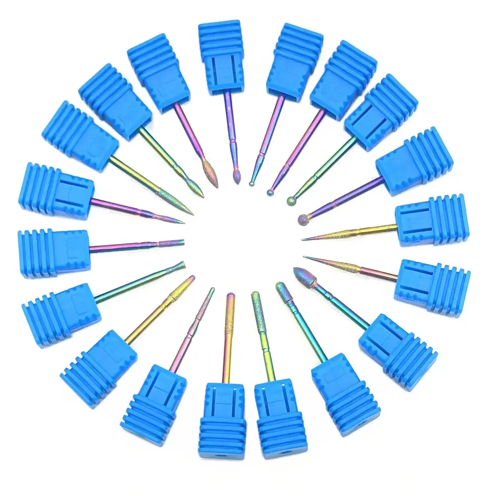 Rainbow Diamond Nail Drill Burr Bits Kleurrijke freesbit voor manicure pedicure gereedschap elektrische vijlen accessoires