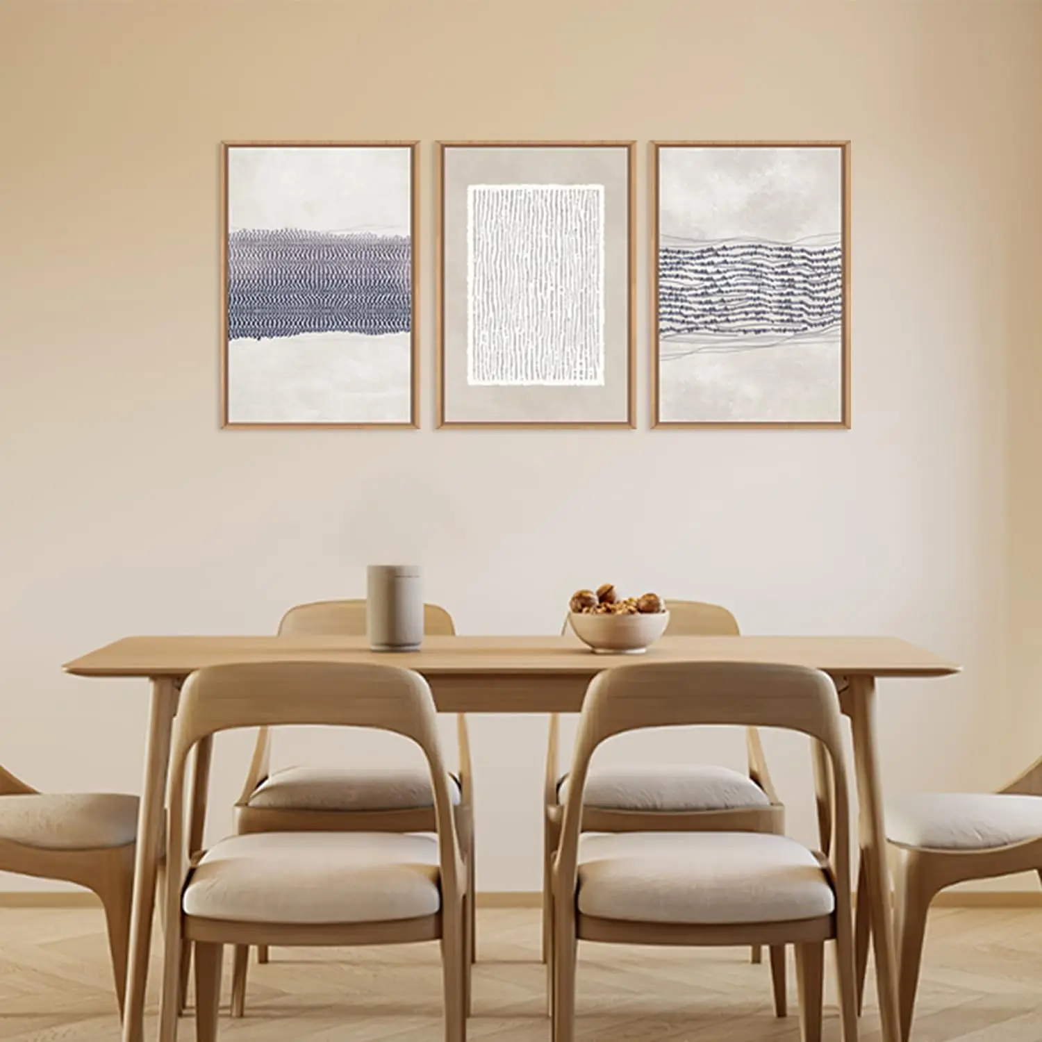 3PCS frameless decorative art print,3 Pcs/Set Retro Neutral Abstract Frameless Canvas Wall Art, Bohemian Line Wall Decoration, M