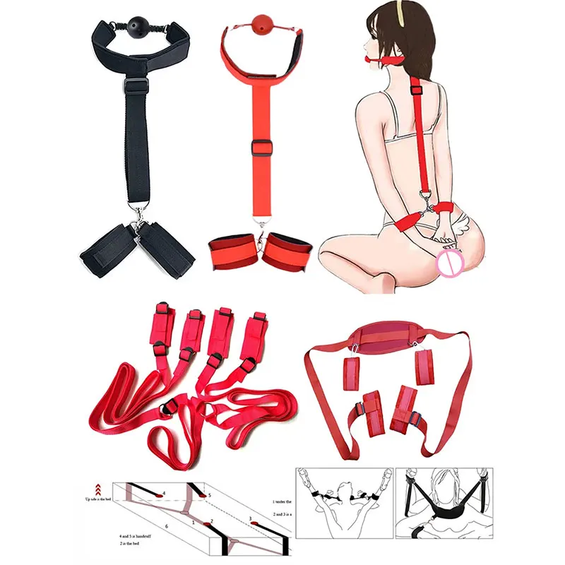 Restrições de BDSM para mulheres, colares de escravos, brinquedos eróticos para casais, kit Bondage, algemas de obediência, jogo adulto mestre