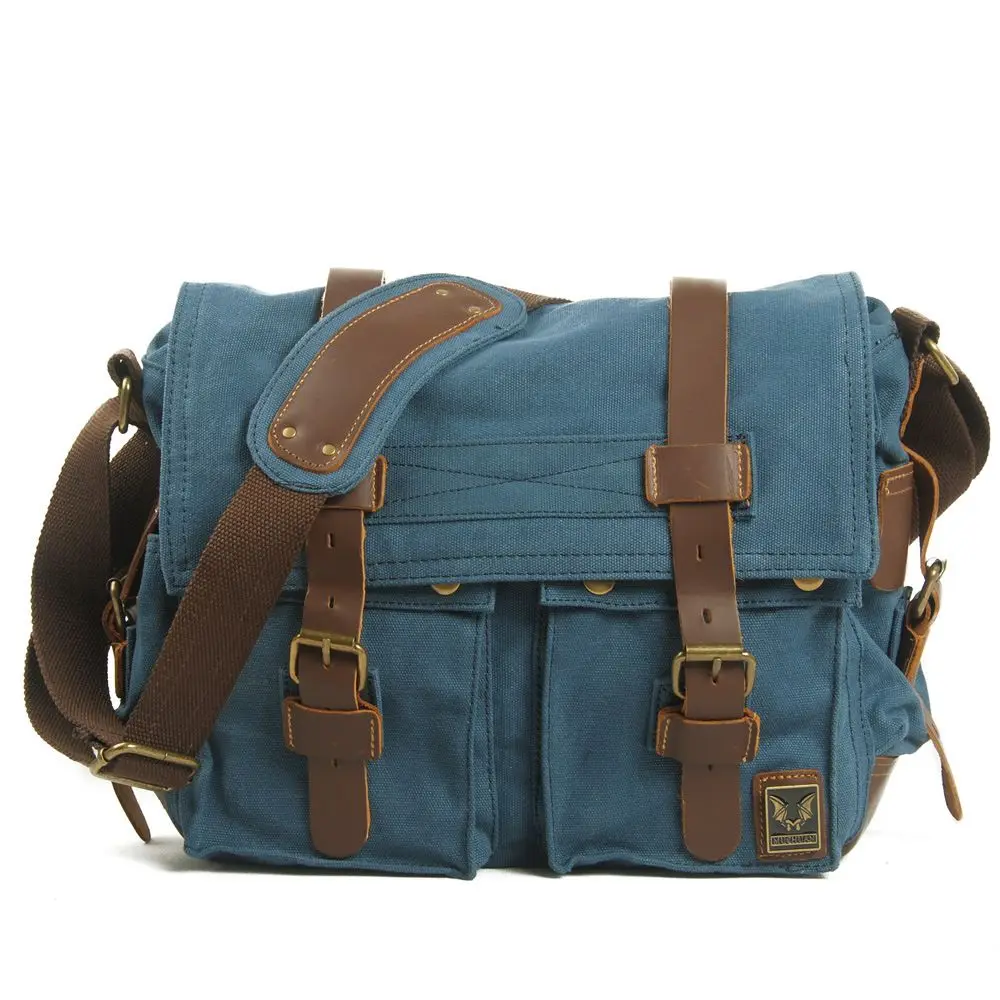 Vintage Canvas splicing real leather bag Single Shoulder Messenger Bag casual photography waterproof liner SLR Camera Bag