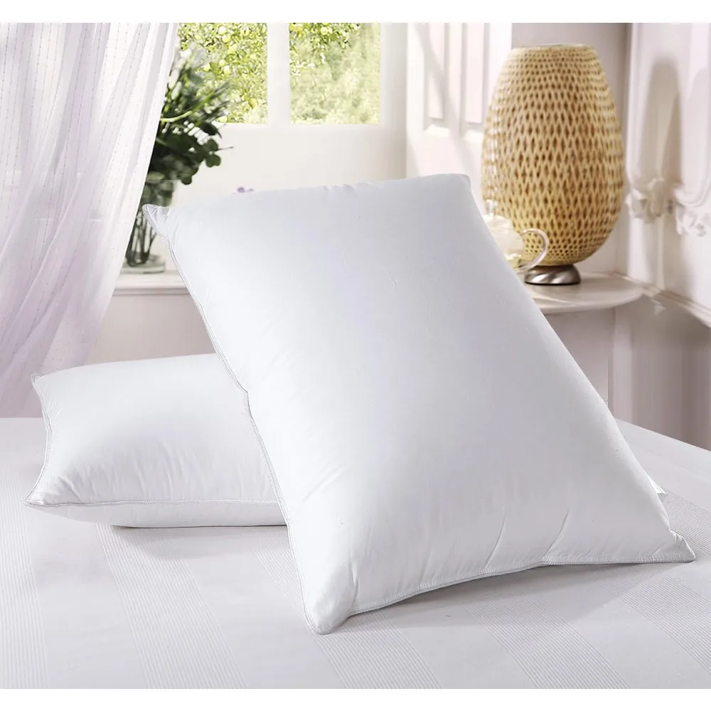 

Medium Firm Down Pillow, 500 Thread Count 100% Cotton, King Down Pillows, King Size, Medium Firm Pillows, Set of 2