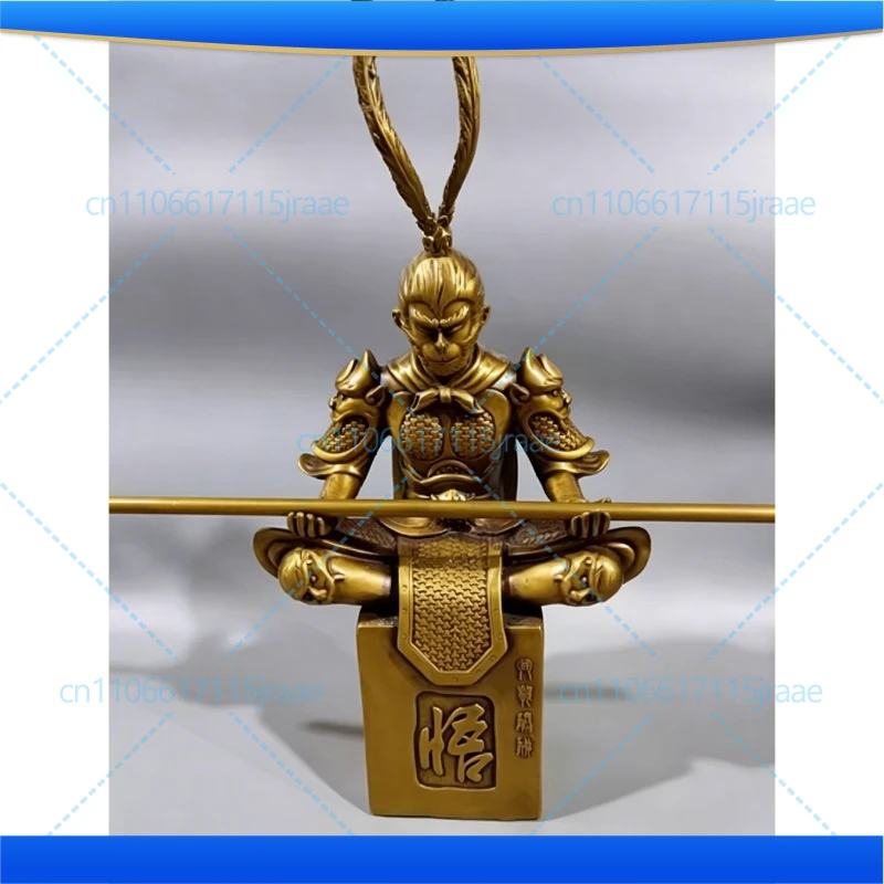 China Bronze Handsome Monkey King Sun Wukong Warring Winning Buddha Statue Living Room Office Decoration