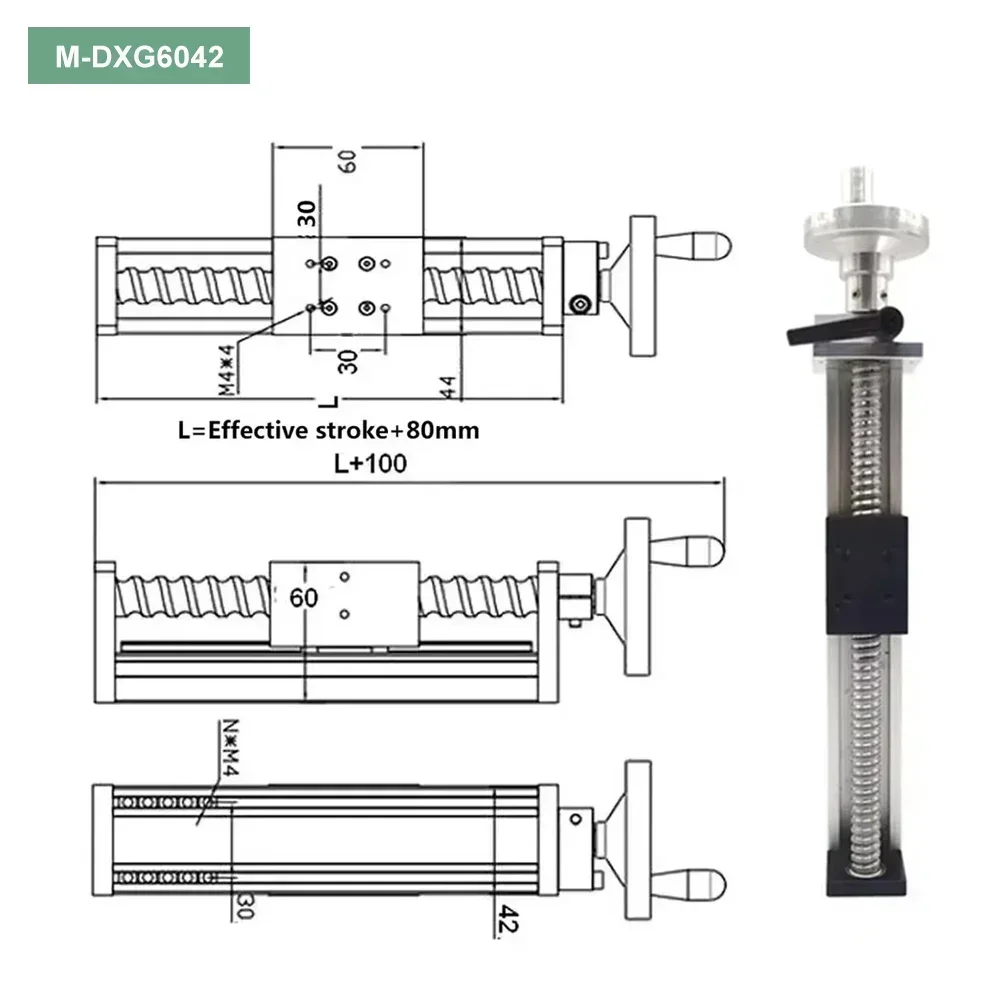 Mesa Deslizante Manual CNC, módulo de escenario de carril lineal de carga de 40KG, tornillo de bola SFU1605 C7 de carril simple o doble para metalurgia