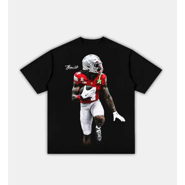 Soft Round Neck Breathable Casual T-Shirt - Jeremiah Smith 'Heisman' Football Icon Graphic Tee for Women & Men