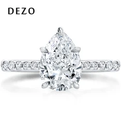 DEZO Moissanite Engagement Ring For Women Pear Shaped 2 Carat D Color Genuine 925 Sterling Silver Wedding Promise Gifts