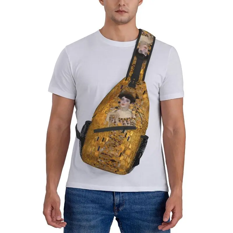 Mochila de hombro informal para hombre, cuadro de Gustav Klimt de hombro con tirantes, para viajar, bandolera de pecho