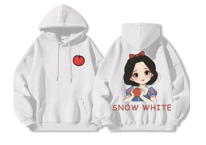 2025 ديزني إسكيب برينسيس سلسلة نمط مطبوعة المرأة هوديي 2025 جديد سنو وايت مولان ملابس الفتيات