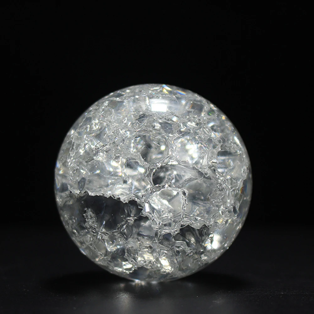 D9 4-6cm Ice Crack Crystal Ball Glass Magic Sphere Ornament Rocky Water Fountain Bonsai Ball Living Room Home Decor Snow Globe