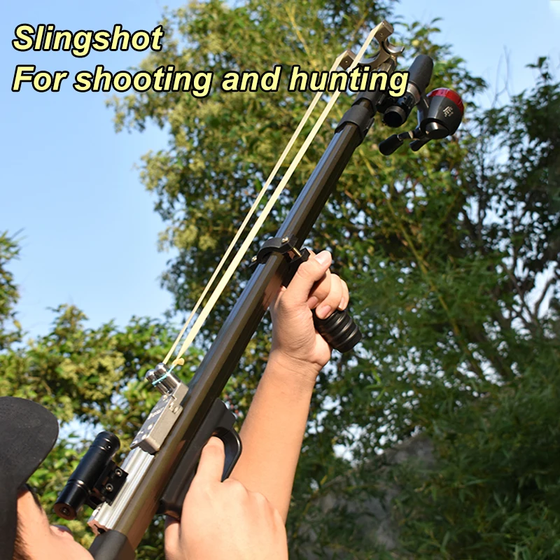 Professional Retractable Rubber Band Slingshot Metal Slingshot Set with Laser Fishing Slingshot Steel Ball Slingshot