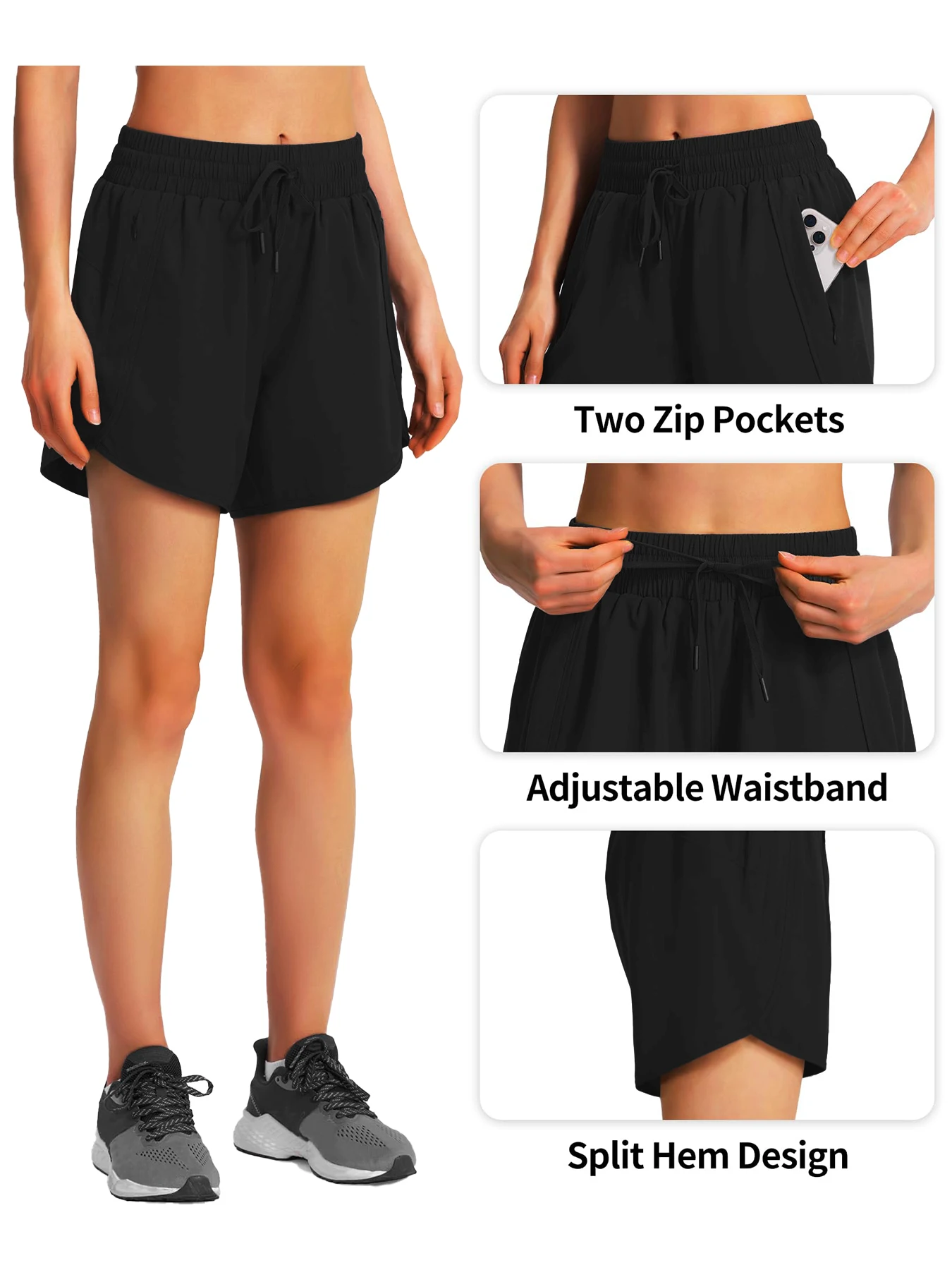 New women's casual sportswear sports running shorts quick-drying lightweight fitness shorts with zipper sports shorts - Image 4