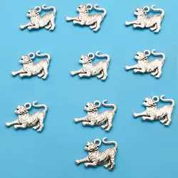 10/20pcs Antique Silvery Tiger Charms Alloy Animal Pendants For DIY Jewelry Making Findings Crafting Accessory