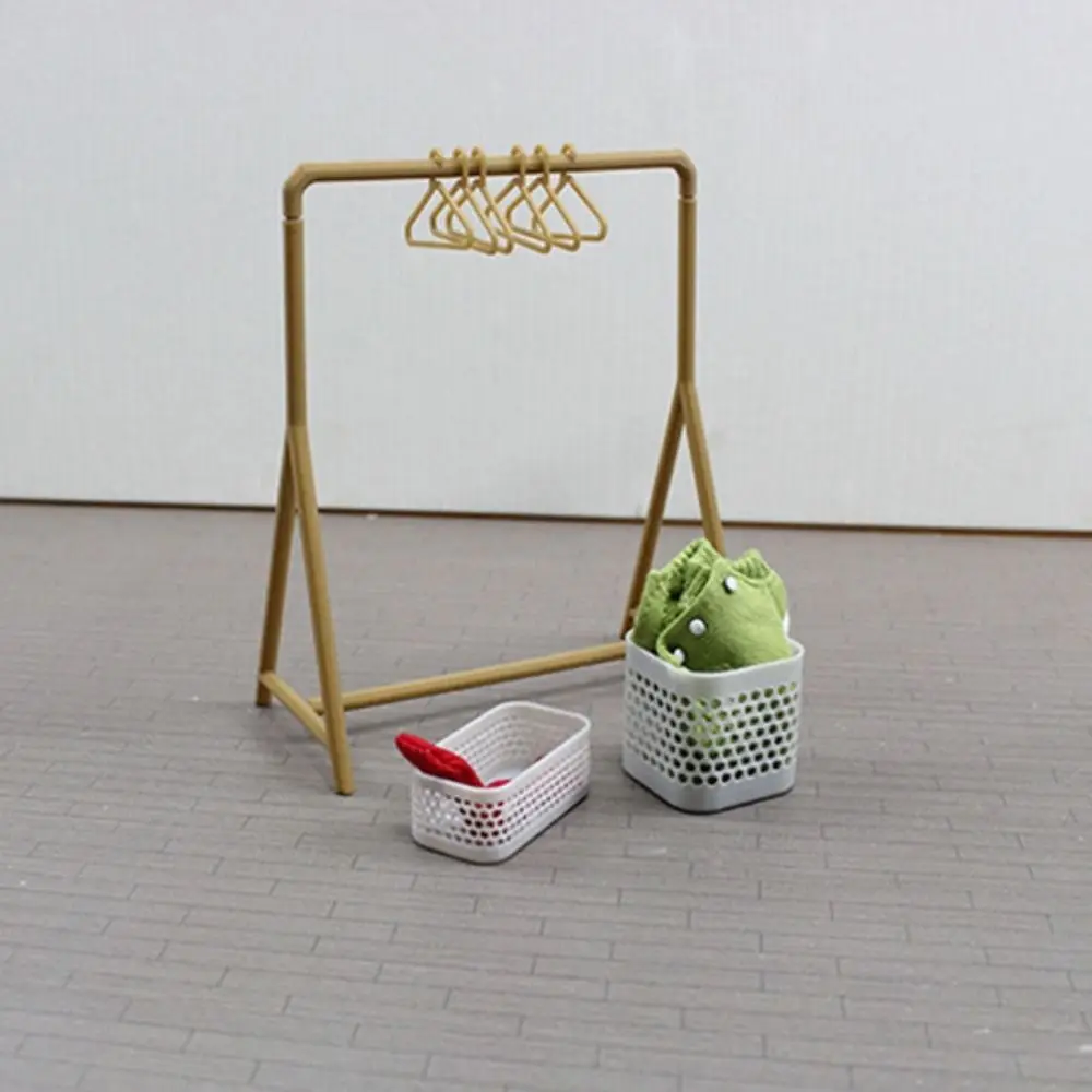 

1/12 Scale Clothes Rack Display Stand Earrings Jewelry Miniature Hangers Wardrobe Plastic Dollhouse Clothing Rack Playing House
