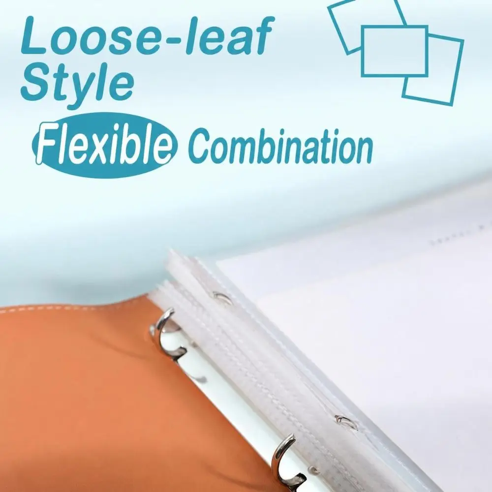PU Leather Leather A4 Binder Notebook Soft Cover Mixed Pocket Layout Refillable Notebook Transparent Inner Pockets
