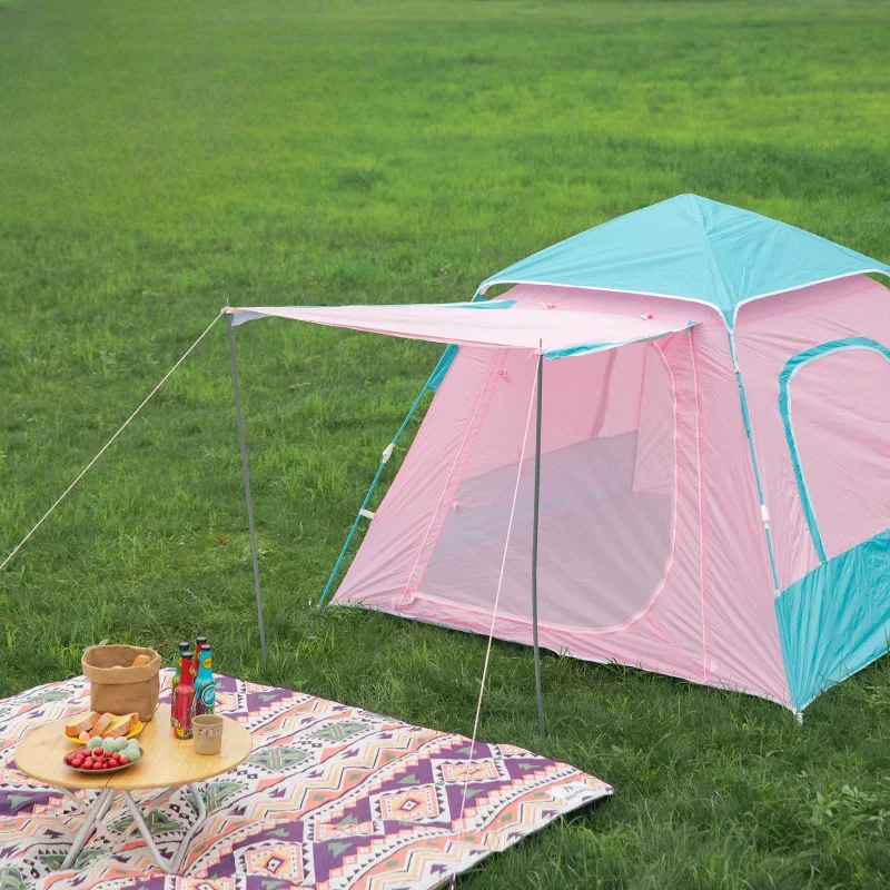Outdoor camping Begonia Rainproof, windproof and sun protection Quick-open small Automatic tent Park tent Macaron
