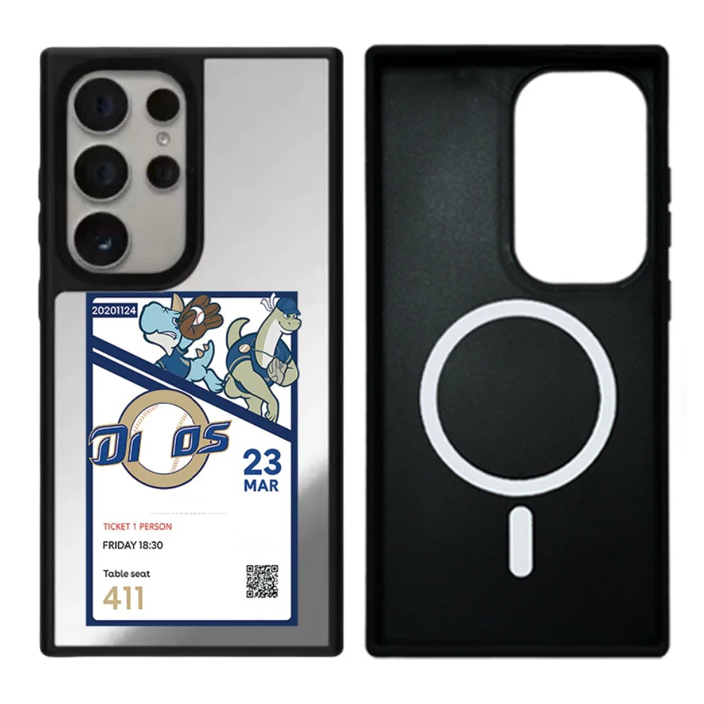 حافظة سطحية مرآة بأحرف مطبوعة بالبيسبول لهاتف Galaxy S23 S24 S25 Ultra Plus S25U S25+ Shell مع MagSafe