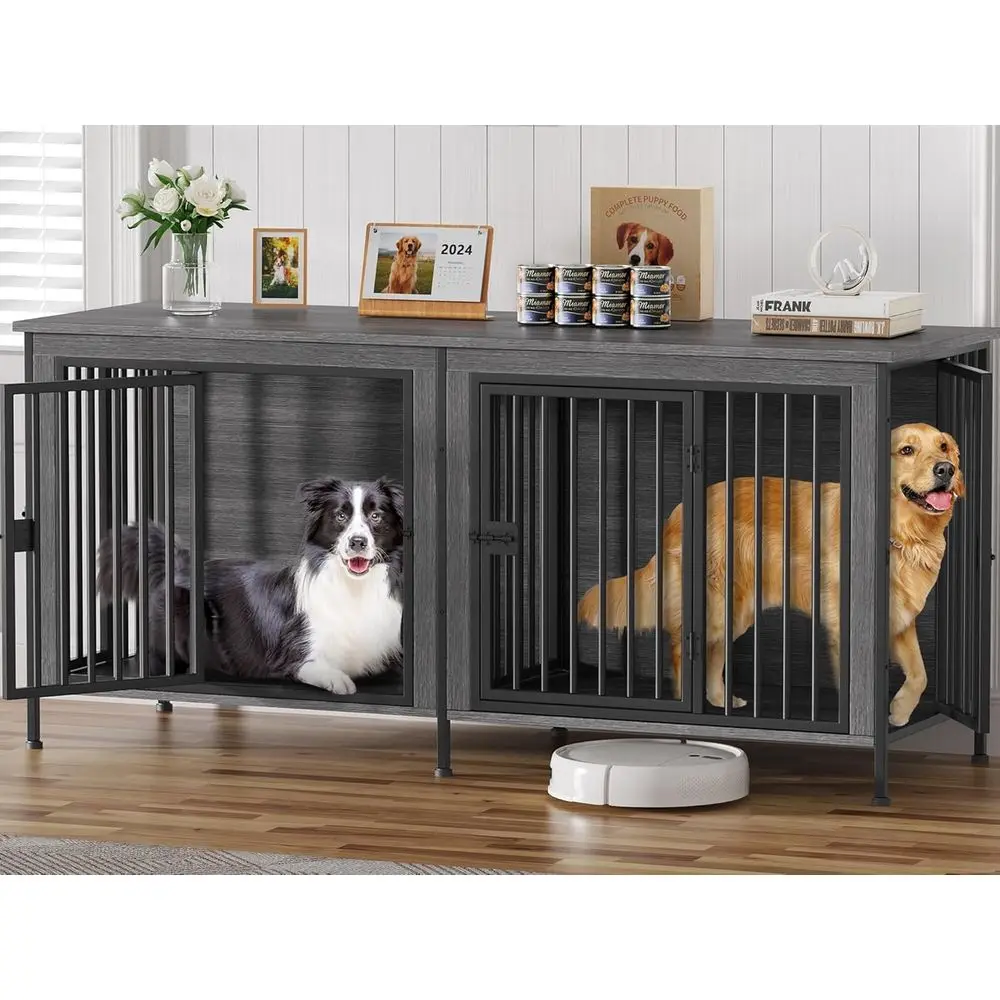 

Heavy-Duty Dog Crate Furniture, Suitable for 1-2 Dogs, Multiple Sizes, Indoor TV Stand Style, Grey