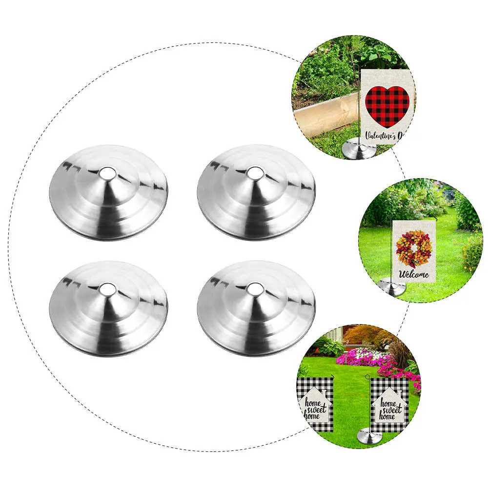 4Pcs Flagpole Base Stable Round Metal Flag Pole Holder Compact Design for Porch Garden Outdoor Flagpole Display Holder Flash