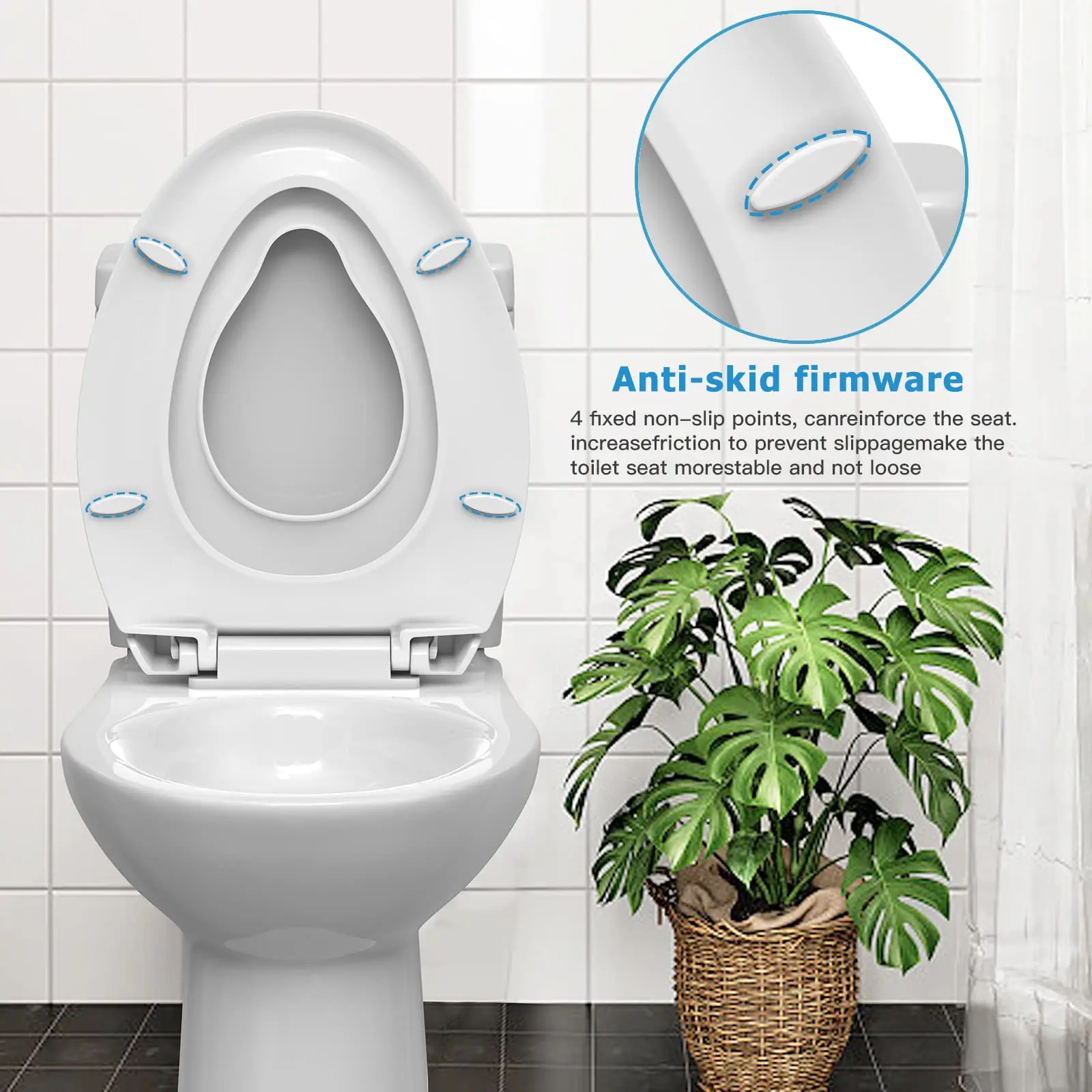 Toilet Seats Elongated, Toddler Potty Training Seat Built-In, Quiet-Close Lid, Safe PP Material, Easy Installation & Release with Hardware