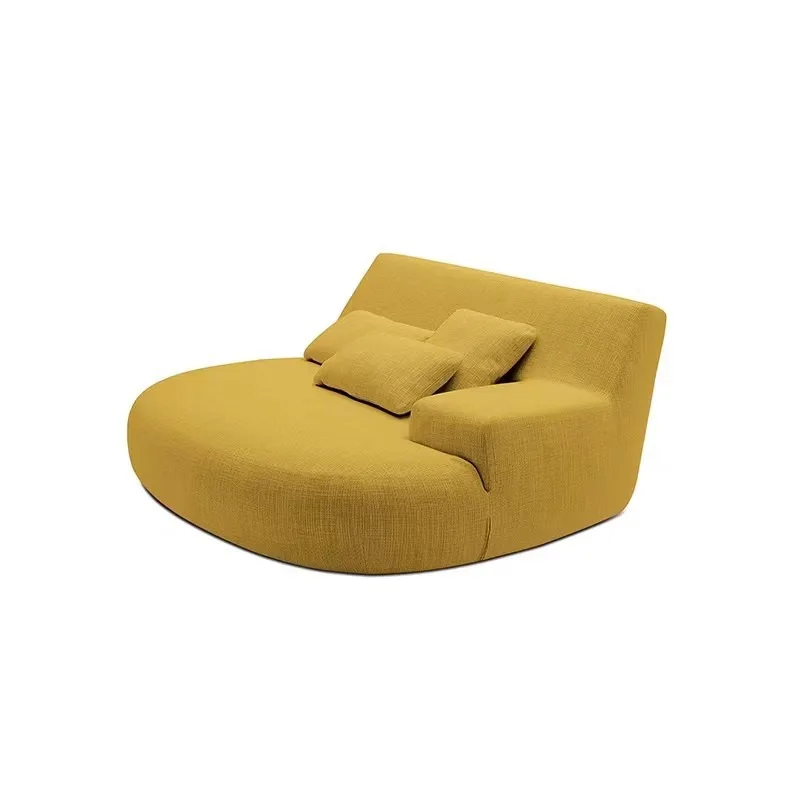 Italian simple light luxury metal fabric sofa, sofa stool in the sitting area of the clothing store, creative round sofa chair