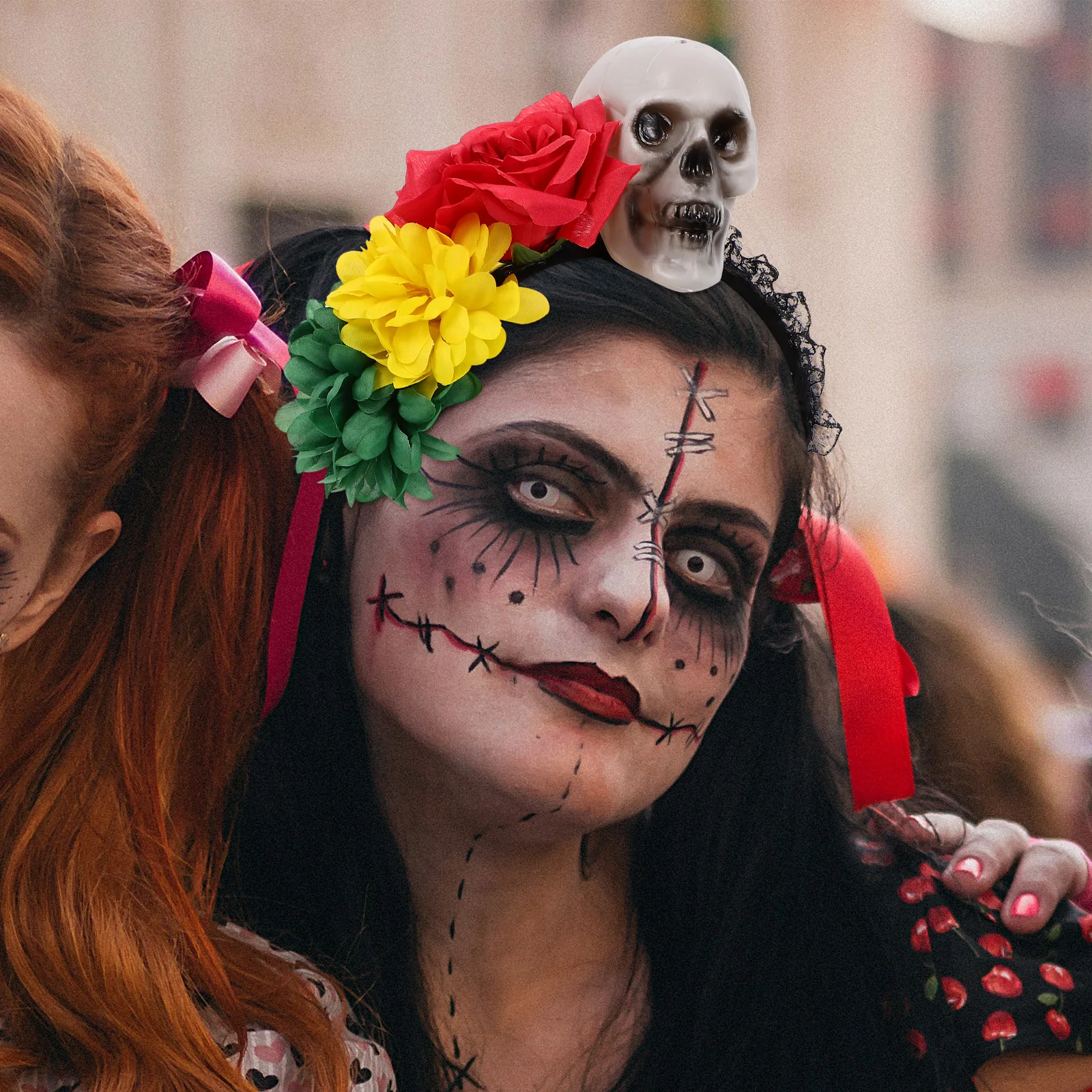 

Skull Headdress Halloween Hair Accessories for Women Kids Party Costume Cosplay Photo Props Head Lightweight