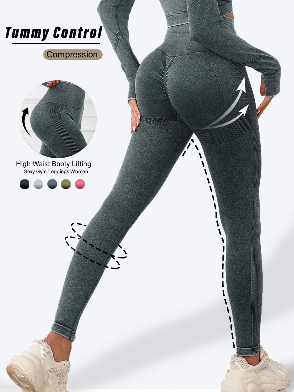 Wash Sexy Gym Leggings Women High Waist Push Up Autumn Skinny Seamless Leggings Compression  Running Outdoors Sport Pants