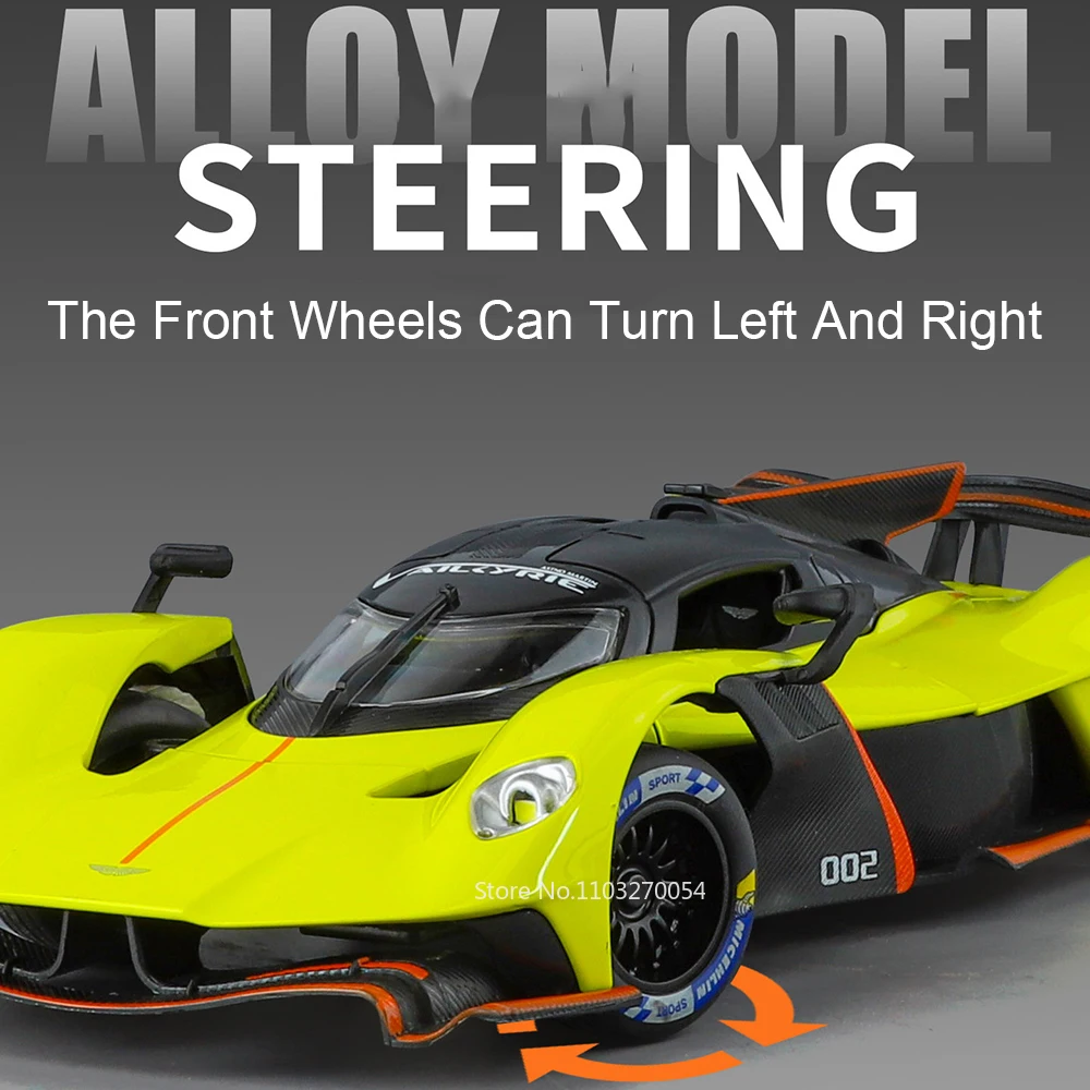 1:24 Valkyrie P1 Pressofuso In Lega di Auto Sportive Modello In Miniatura Giocattoli Auto Quattro Ruote Sospensione Suono Luce Tirare Indietro Veicolo Regalo del Ragazzo