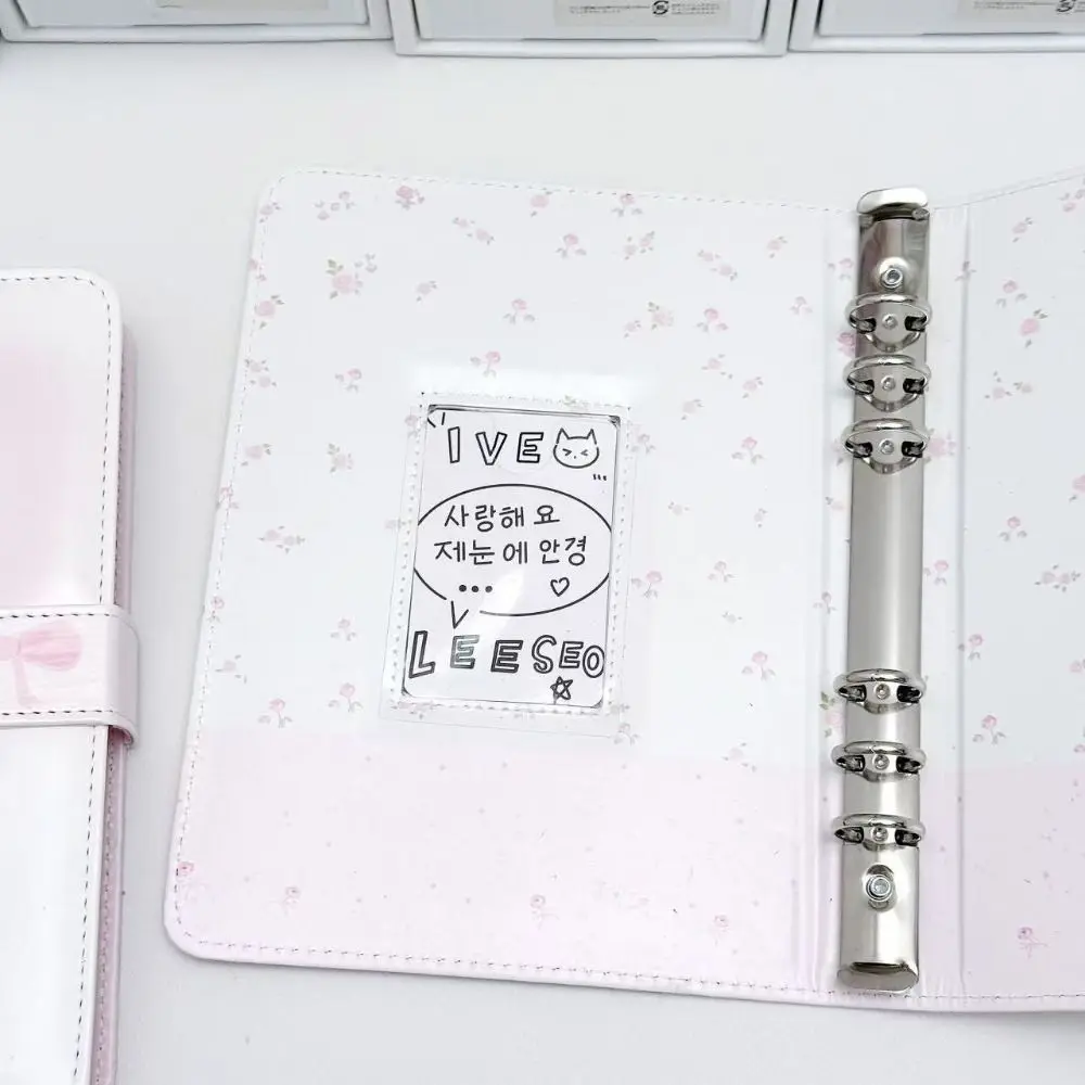 1pc PU Photo Card Binder A5 Floral Bear Patterns Photo Album Loose-leaf 3-inch Photocard Holder  & Idol Cards