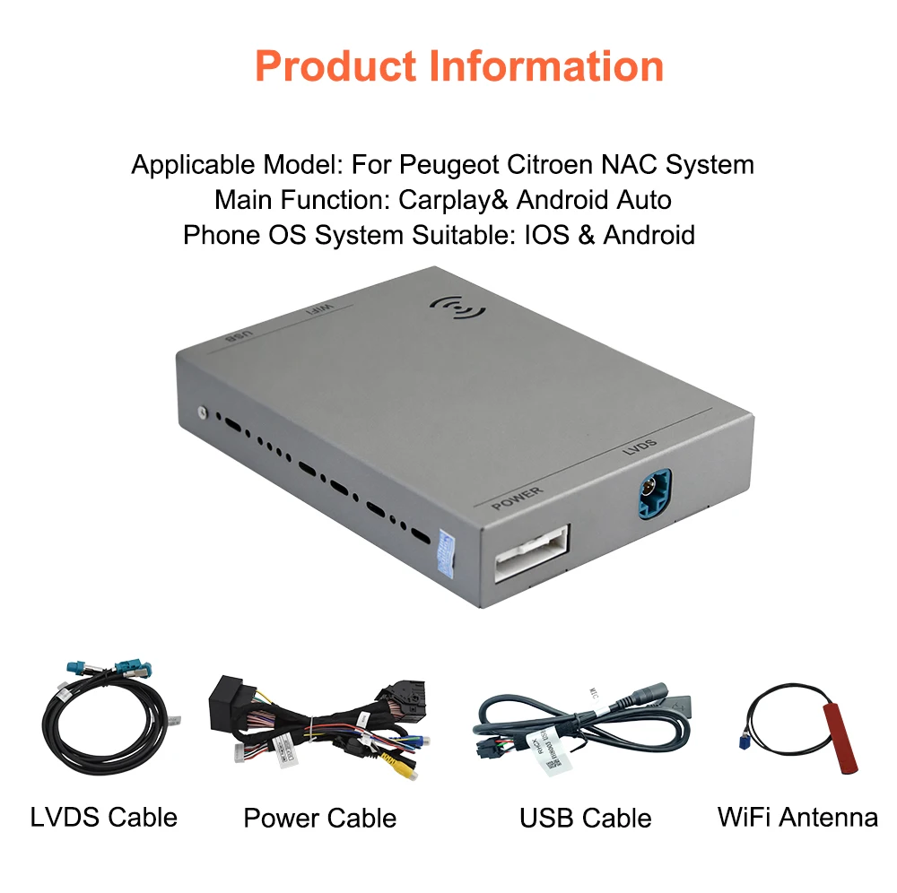 Bonroad Wireless Carplay Android Auto Nachrüst-Kits, passend für Peugeot&Citroren SMEG&MRN NAC 208 308 508 3008&C4 DS3 DS4 DS5 – Detail 13