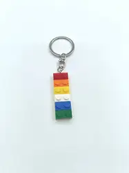 MOC Rainbow Colours DIY Keychain Compatible with legoed Buckle Key Ring Building Blocks Trinket Pendant Kids Toys Gifts