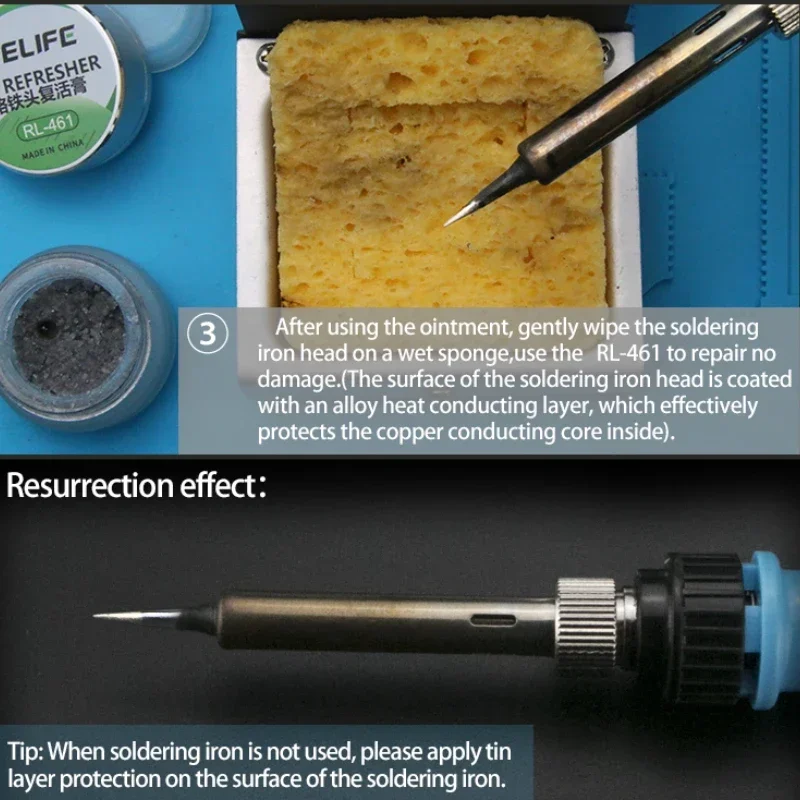 RELIFE RL-461 Soldering Iron Tip Cleaner Refresher For Remove The Oxide Layer for Restoring, Repairing and Updating Repair Tools