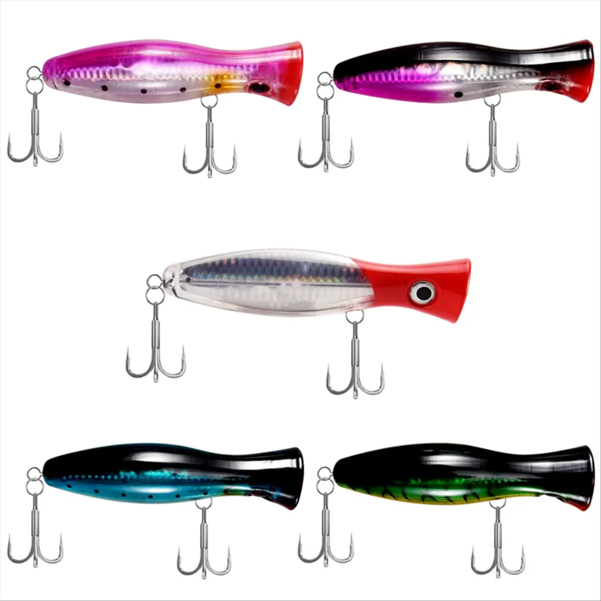 【STOCK】 Fishing Lures - Popper - Catching / Fishing Pack - Sea Fishing - 5 Pieces - 12.5cm and 40 Grams