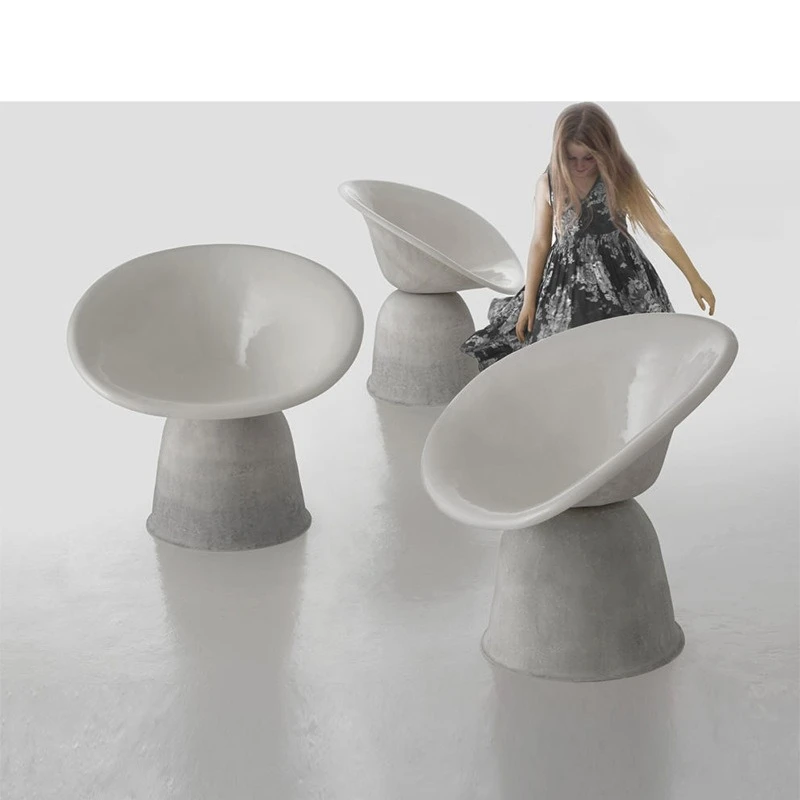 Designer Mushroom Chair Creative Art Special-Shaped FRP Single Lounge Chair Fashion Personality Black Eggshell Chair
