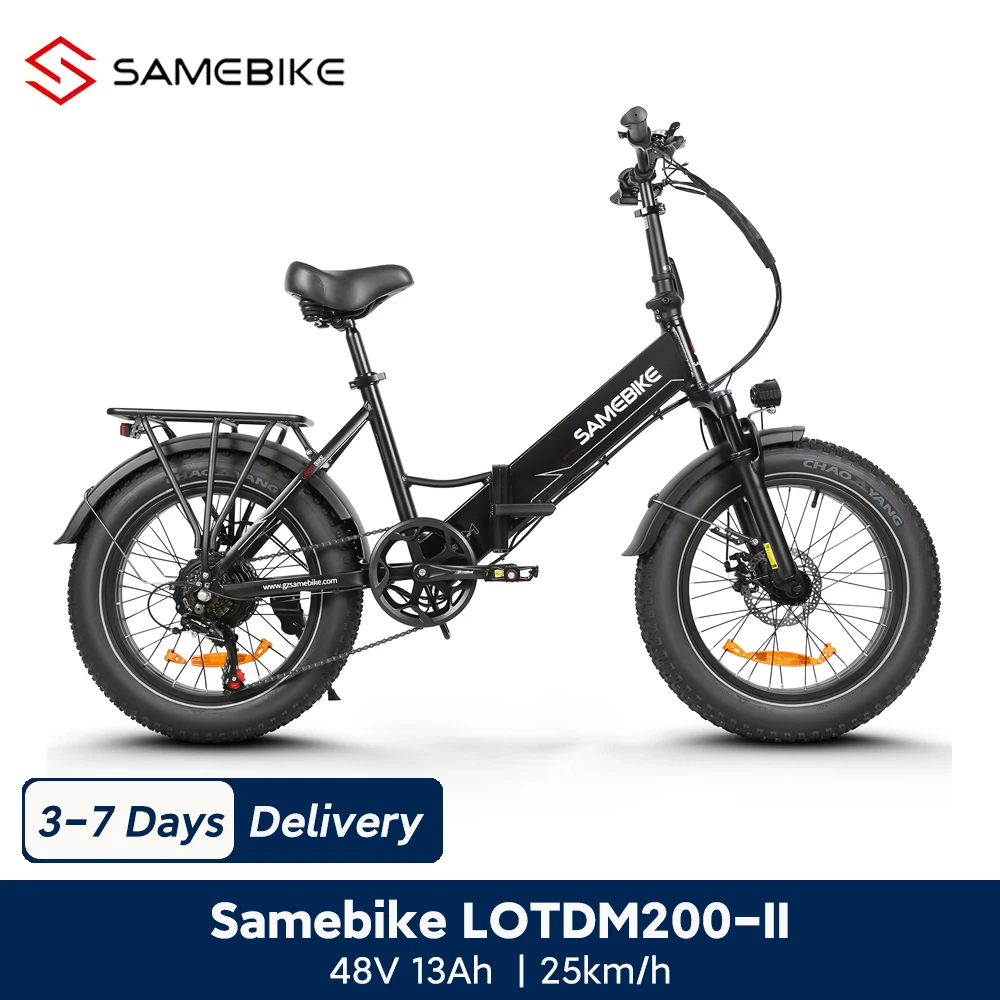 SAMEBIKE LOTDM200-II Bicicletta elettrica pieghevole per adulti 20 x 4,0 pollici Fat Tire Mountain E-bike con batteria rimovibile 48V 13Ah