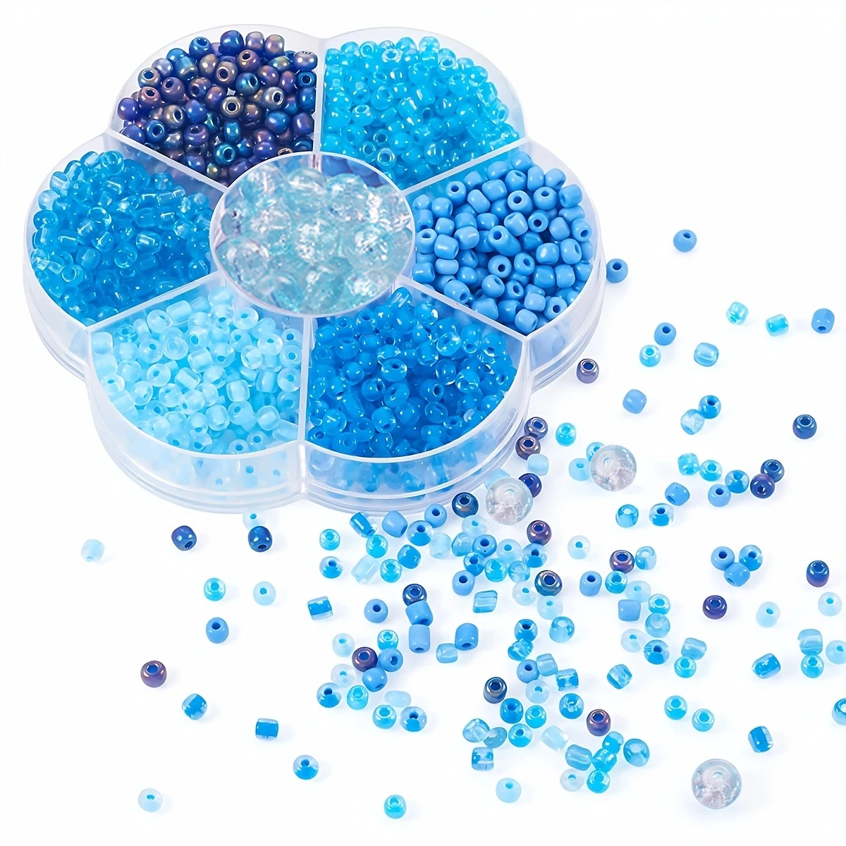 Seed Bead Tube - 650 + Pcs 4mm 푸른 유리
