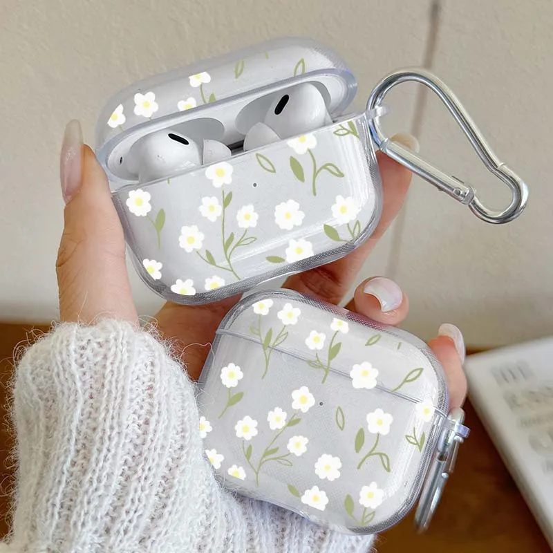 

Wireless Bluetooth Case for AirPods4 AirPods3 AirPods1/2 AirPods Pro and Pro2 Tpu Flower Pattern Earphone Cover with Keychain