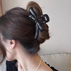 Trendy Solid Color Bow Large Hair Claw for Women Acrylic Bowknot Hair Clips Ponytail Hairpins Girls Barrettes Hair Accessories