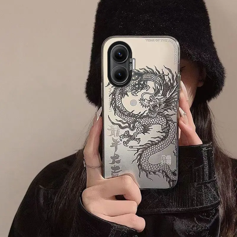 Etui Pancerne z Matowym Wzorem Smoka na Xiaomi Poco F7 5G, Ochronna Obudowa Tylna na Xiaomi Poco F7 F 7 f8 ultra pro PocoF7, Odporne na Wstrząsy Funda — zdjęcie produktu 4