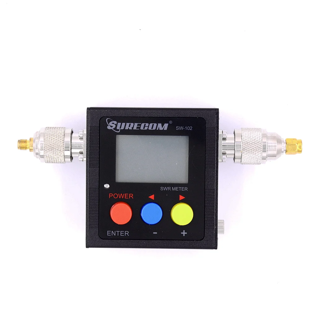 SURECOM SW102S SWR Tester Power & Frequency Counter SO239 125-525MHz 120W Max for Ham Radio 2 Connector Adapters Meter Kit