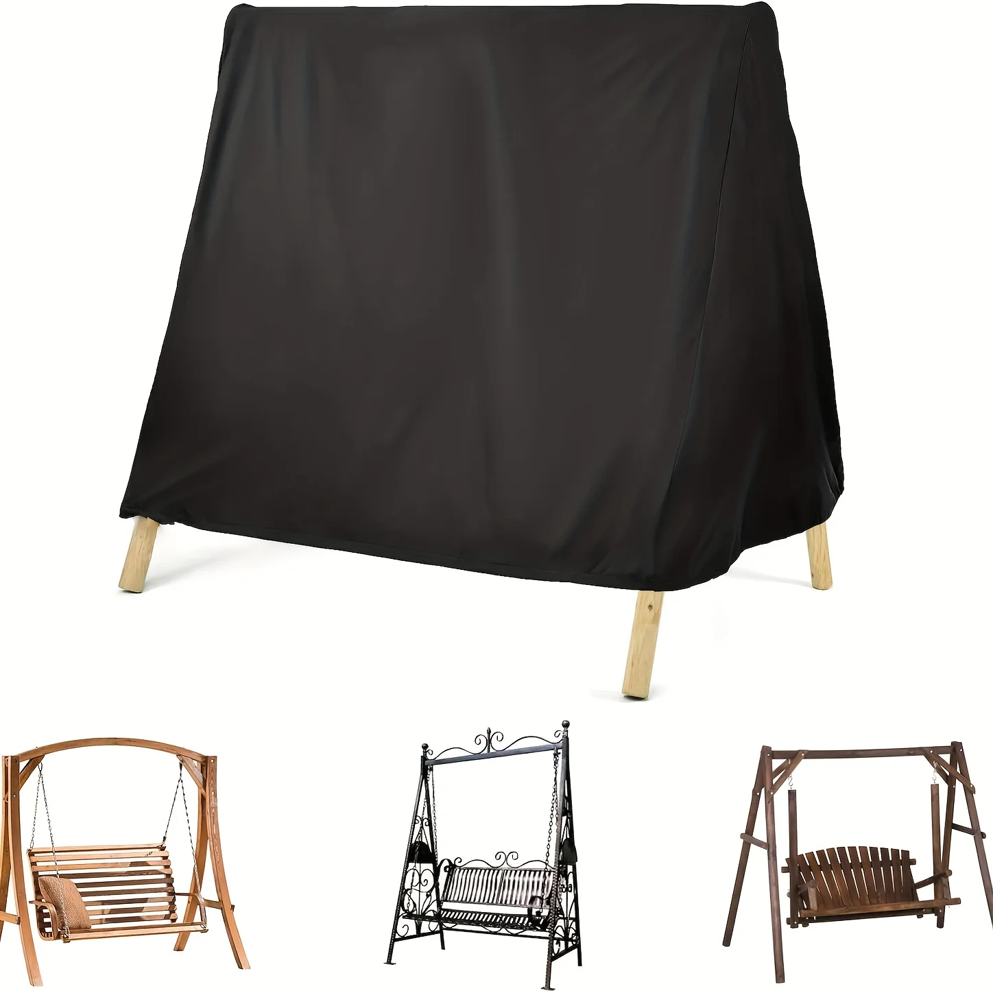 Heavy-Duty Oxford Fabric Swing Cover with PA Coating, Adjustable Drawstring Design, Fits A-Frame Patio Porch Swings & Hammocks