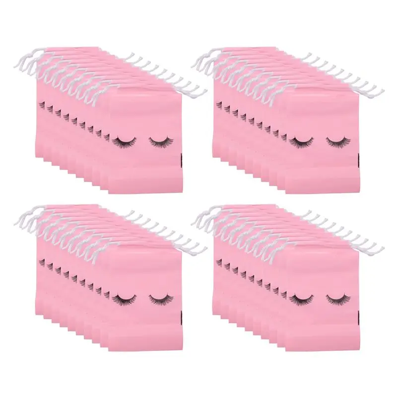 Hot kf-100 Pieces Eyelash Aftercare Bags Plastic Makeup Bags Toiletry Makeup Pouch Cosmetic Travel With Drawstring Pink,S